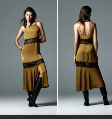 NWT Zara Satin Lace Midi Slip Dress Blogger Favorite | eBay