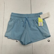 All In Motion Blue 2 In 1 Athletic Drawstring Shorts Youth Girls Large Defects