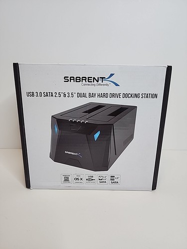 SABRENT USB 3.0 to SATA 2.5"&3.5" Dual Bay Hard Drive Docking Station New - Picture 1 of 8