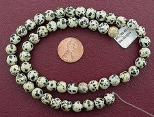 8mm Round Dalmation Jasper 8mm Gem Beads 15" Strand