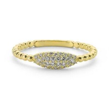 Delicate 14k Real Solid Gold Small Diamond Stacking Pave Ring