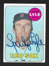 Sparky Lyle Signed Autograph 1969 Topps Boston Red Sox Rookie RC Card #311 - COA