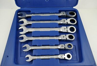 TOOLTECH 6facher Schraubenschlüsselsatz mit Gelenk und Koffer 8,10,13,14,17,19mm
