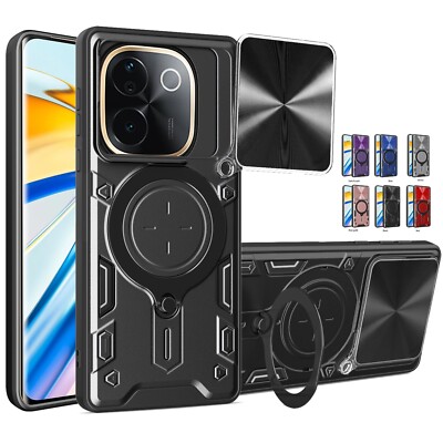 Slide Camera Protec Back 360 Ring stand Case For vivo iQOO Z9s Pro 5G