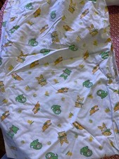 Vintage baby Crib sheet printed with dogs cats ducky and blocks