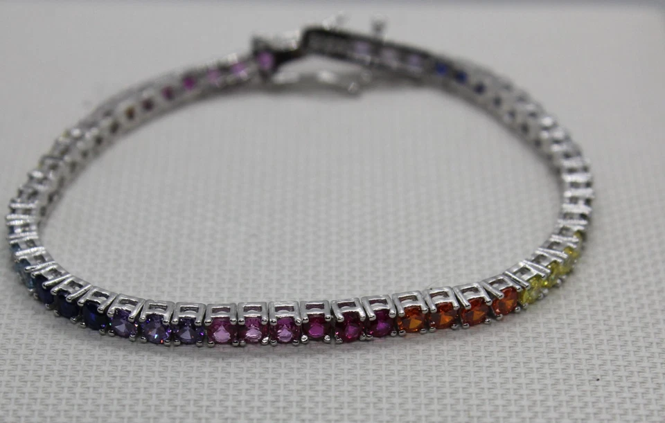 BRACCIALE TENNIS RAINBOW UNISEX RODIATO ARGENTO MM 2,5 CM 16 18 20 EXPLOIT - Immagine 3 di 4