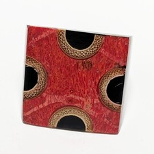 Men's Unisex Red Coral and Black Wood Native Ethnic Ring Scratch Size 8.75 USED