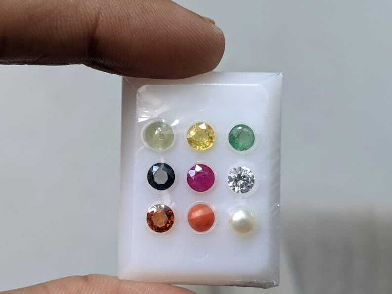 Natural Navratna Gemstone Navratna Loose Gemstone Round Shape to  mm