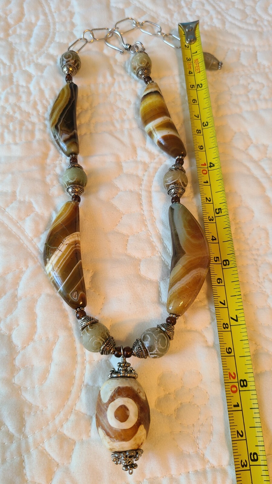 Chunky Silver Brown Stones Statement Necklace - image 3