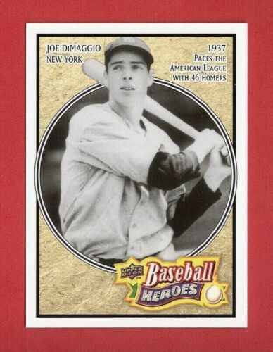 2010 UPPER DECK (BB) Joe DiMaggio SP BASEBALL HEROES CHASE CARD #BH-1 HOF'er/NYY - Afbeelding 1 van 2
