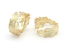 Leaf Ring Adjustable Shiny Gold Plated brass 19mm 9US inner size 3217