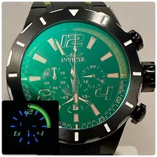 52mm TURBO RADAR |Green Tinted Crystal |Chrono Black Band S1 RALLY Invicta Watch