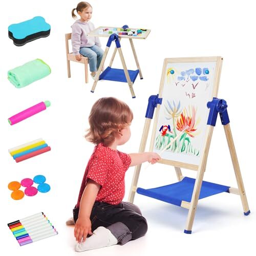 Toddler Easel, Kids Art Easel, Easel for Kids, Wooden Double-Sided Drawing - Picture 2 of 7