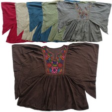 SPRING/SUMMER HAND EMBROIDERED BATWING SLEEVE TOP, MEXICAN/OAXACAN BLOUSE T0347X