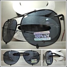 Mens or Women Classic Vintage Retro Style SUN GLASSES Black Frame Dark Flat Lens