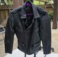 vtg POLO Motorrad Road motorcycle equipment by polo leather black jacket M