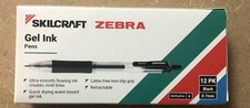 SKILCRAFT Zebra Medium Point Retractable Gel Pen 0.7 Black Gel 12 Pack