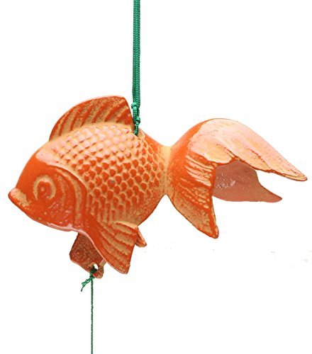 Kotobuki Japanese Wind Chime Bell Iron Orange Goldfish 485-081 Made in Japan