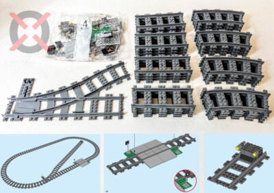 LEGO Train tracks railroad level road car crossing switch stop