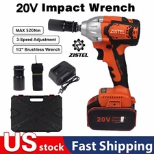 20V Cordless Impact Wrench Kit 1/2" 520Nm High Torque Brushless with Battery USA