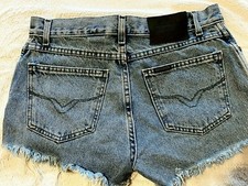 Vintage Harley Davidson Classic Cutoff Distressed Blue Wash Jeans Shorts