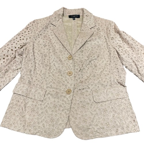 Talbots hellbraun Lux Ösen 3/4 ungefüttert romantisch Boho Jacke Blazer schick Gr. 12P gebraucht, in einwandfreiem Zustand - Bild 2 von 10