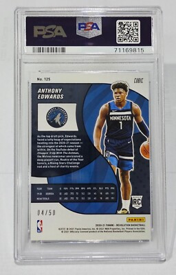 2020-21 REVOLUTION ANTHONY EDWARDS CUBIC PARALLEL /50 ROOKIE RC 