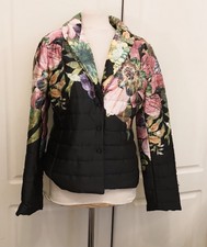 Rinascimento Black Floral Softly Padded Jacket  Size L Chest 34”