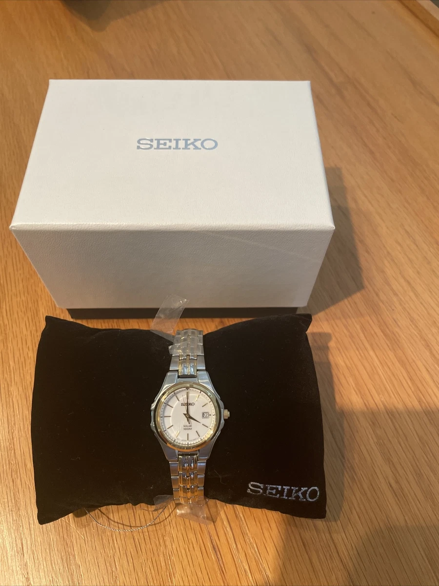 Seiko Women s SUT222 Two Tone Stainless Steel Solar Watch New
