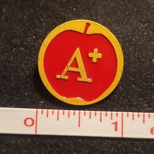A+ Red and yellow Apple Award education Academic small pinback Pin Button Badge