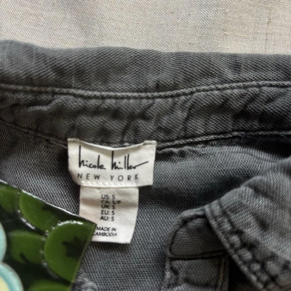 Nicole Miller Grey Linen Blend Braided Rope Romper Size S - Image 4 of 4