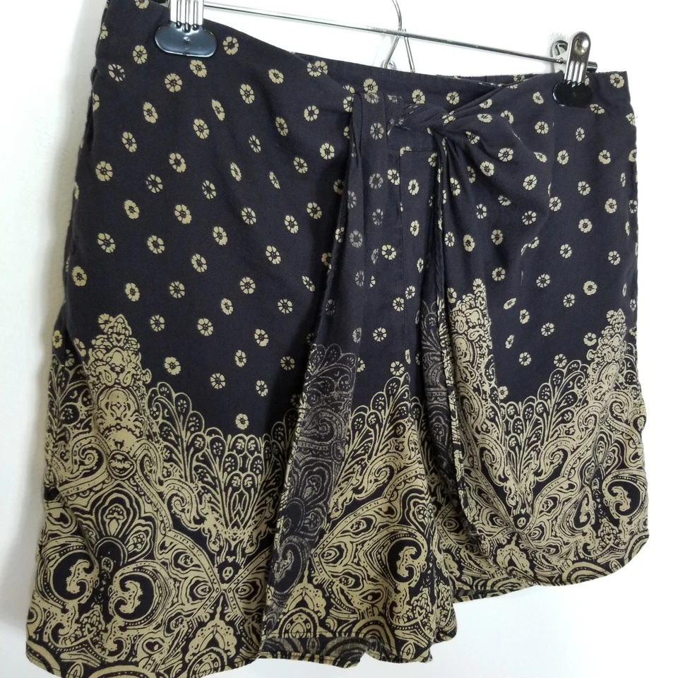 Pantalones Cortos Anthropologie Hei Hei Mujer Luna Paisley Corbata Frontal Talla S Boho Negro Marrón Foto 3 de 4