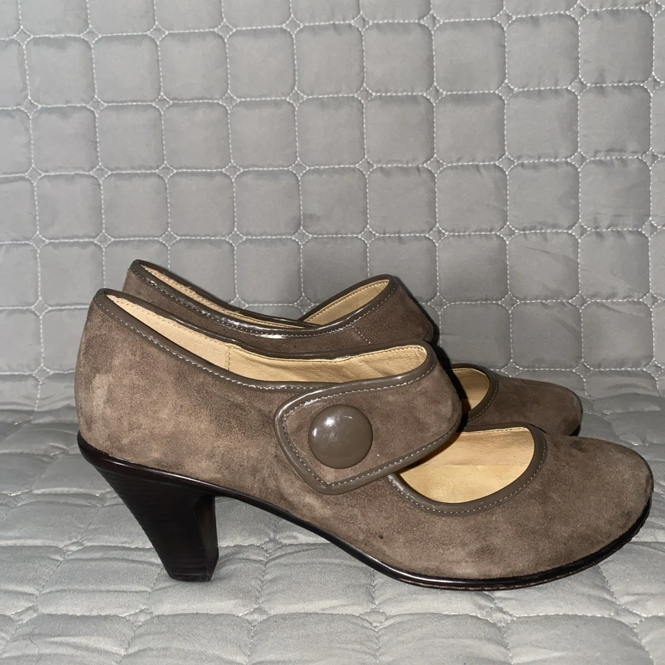 Softspots Daria Mary Jane Dress Pump Shoe Brown Suede Slip On Heel Womens 8.5WW - Image 4 of 4