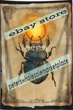 Golden Scarab Tapestry Sacred Sun Symbol Egyptian solar beetle 39X59 in