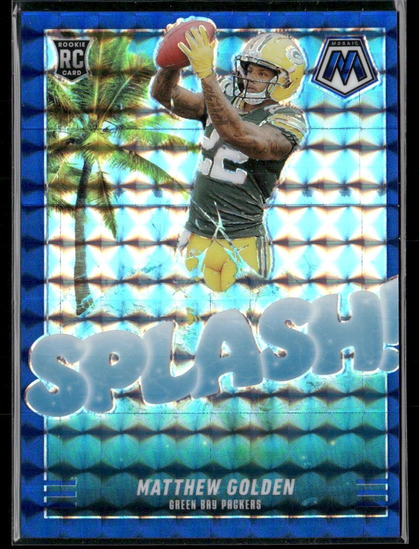 2025 Panini Mosaic #19 Matthew Golden Splash Mosaic Blue #/99