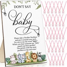 Geetery 51 Pcs Don't Say Baby Game Sign Cool Shower 50 Pink