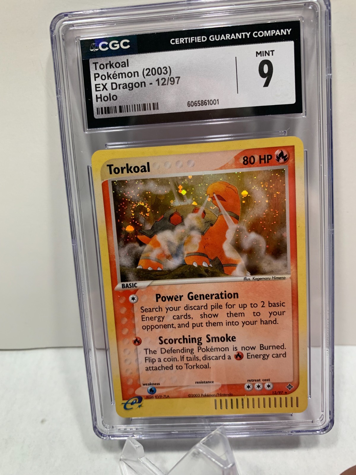 Pokemon Card  Torkoal 2003 EX Dragon 12/97 Holo Dbl Swirl CGC 9 MINT