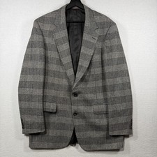 Vintage Lands' End Blazer Mens 42R Gray Check Tweed Sport Coat Jacket USA 90s