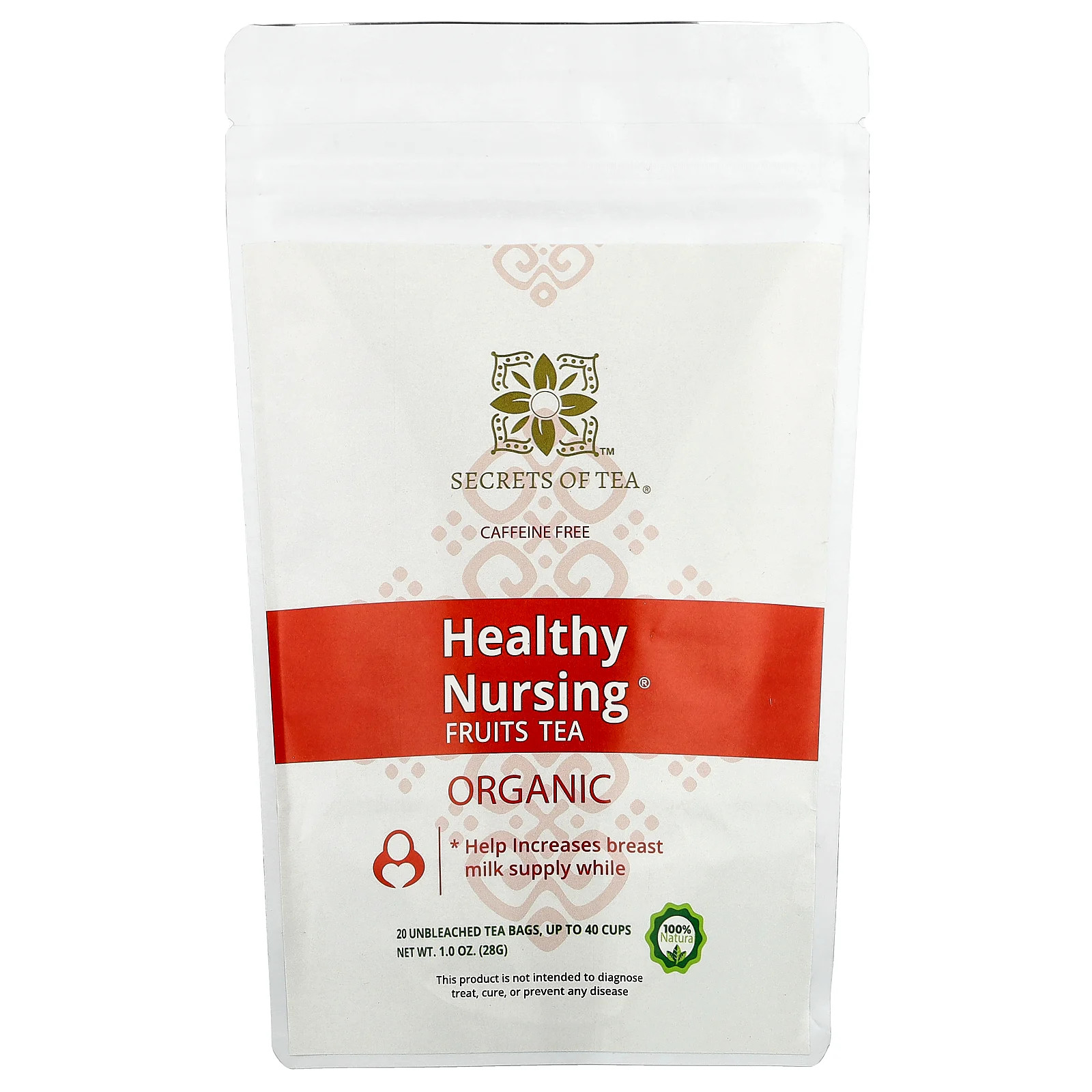 Полезный фруктовый чай для кормления, без кофеина, 20 неотбеленных чайных пакетиков, 1 унция (28 г)