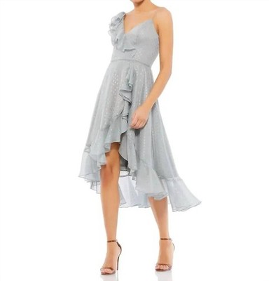 Mac Duggal Metallic Polka Dot Faux Wrap Dress Size 4