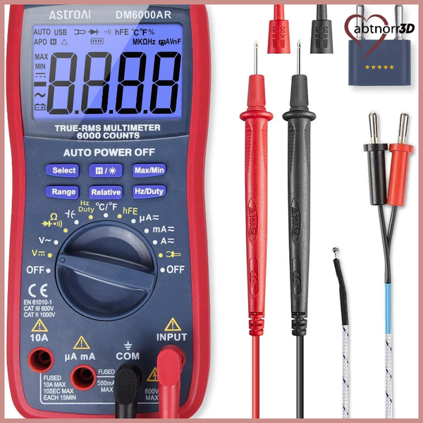 AstroAI Multimeter Digital AST-6000-D, 6000 Counts, True Rms, Blau-Rot, 19X9X3,5-image