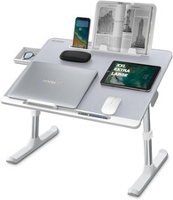 Escritorio Cama XXL Ajustable para Laptop y Escritura con Cuero Antideslizante - Gris