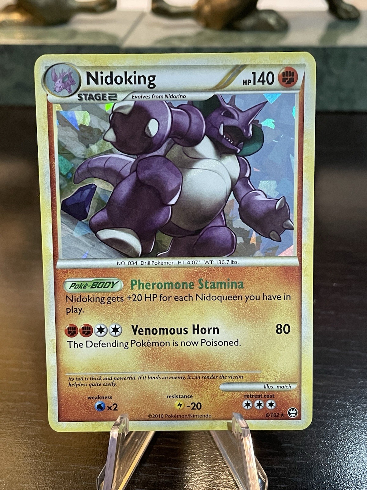 Nidoking 6/102 Cracked Ice Holo Rare Promo HGSS Triumphant Pokemon Card NM/LP