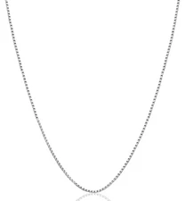 925 Sterling Silver Solid 1.0MM Box Chain Necklace For Women & Men - Made in ...