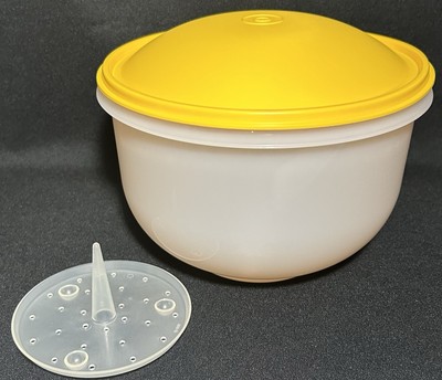 Vintage Tupperware Lettuce Keeper Super Crisp It~Sheer w/Yellow Seal RARE NOS