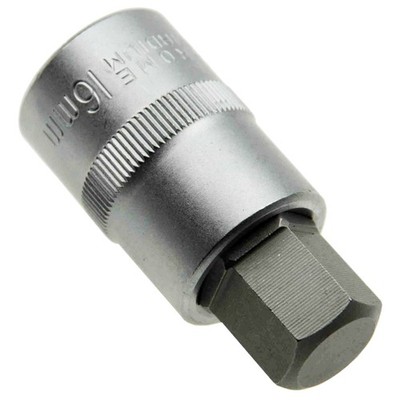 16 mm Stecknuss 6-kant Steckschlüssel-Einsatz Innensechskant 1/2'' Cr-V (S2) L55