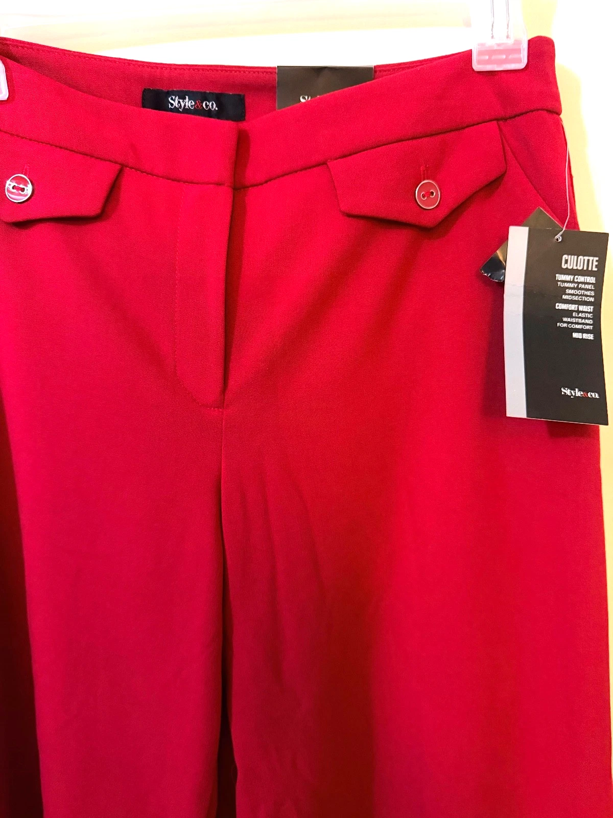 Style & co capri pants, size 4, red, tummy control, comfort waist, mid rise.
