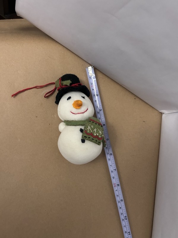 VTG Christmas Snowman Nylon Ornament with Green Scarf