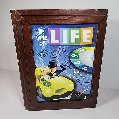 THE GAME OF LIFE Vtg Game Collection Wooden Book Shelf Milton Bradley 2007