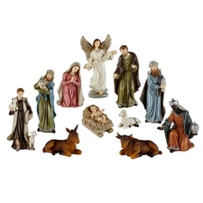 11-Piece 8" Traditional Nativity Set – Holy Family, Kings, Shepherd & Angel NEW